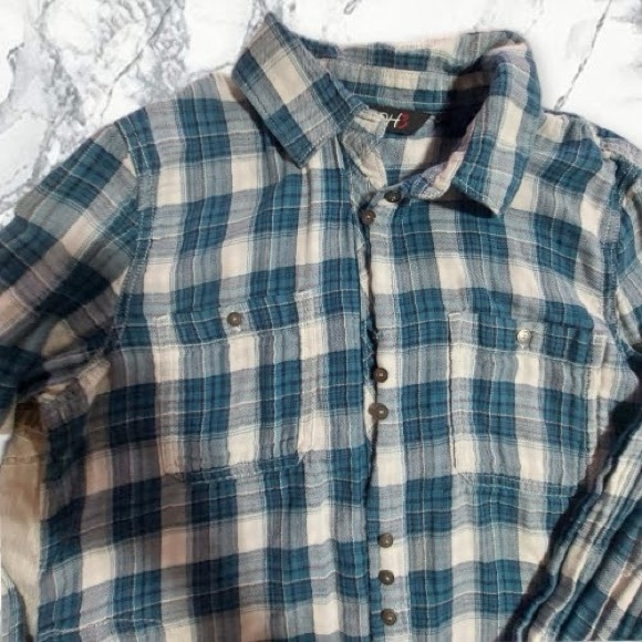 Plaid Blue, sm button up shirt - Picture 2 of 5